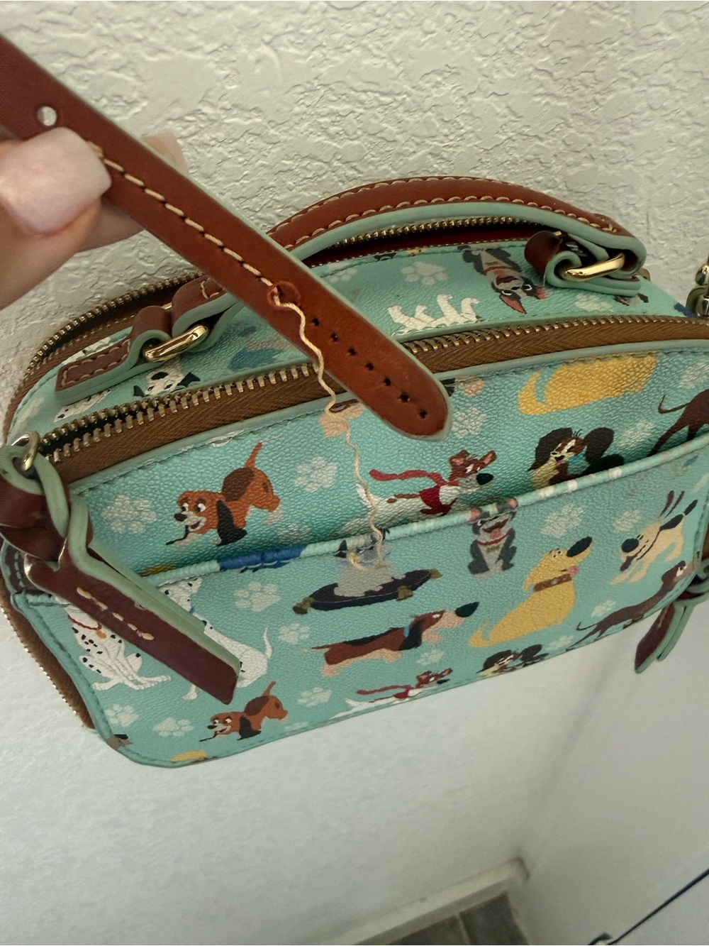 Dooney & Bourke Aqua Disney Dogs Crossbody with Brown Trim - Picture 3 of 8